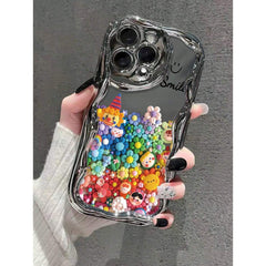 A Soft Protective Phone Case for Iphone 16/15/12/13/14 Featuring a Smiling Face Cartoon Design with an Electroplated Cream Pattern, Ideal for Women. It Is Shock-Proof, Stylish, And Thick.