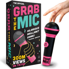 Lucky Egg Official Grab the Mic – Family Karaoke Game, 8+ Year Olds, 2-10 Players - Board Game for Bad Singers with 250 Lyrics (125 Cards) for Hilarious Nights & Birthday Party, Kids Gift