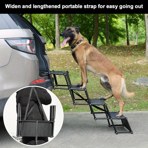 4 Step Stairs Folding Portable Dog Ramp  Boot Access Ladder for Pet Dog Cat