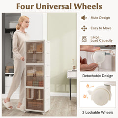 GOFLAME 6-Cube Stackable Storage Bins 115L Shoes Boxes w/ Doors-White