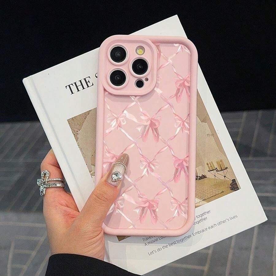 Adorable Phone Case with Bow Design, Compatible with Iphone 11 Through 16 Pro Max.