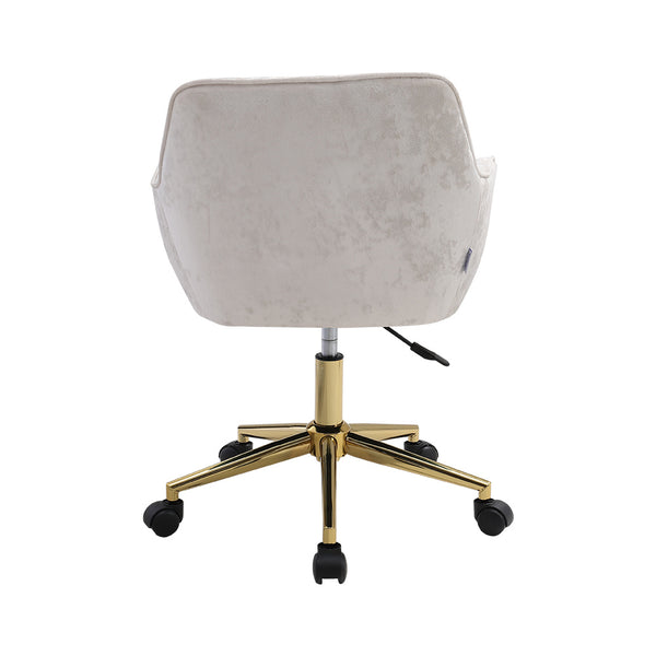 Velvet Office Swivel Chair, Vanity Chair, Pretty Fancy Desk Chair, Office Chair for Girls, 360° Swivel Height Adjustable Reception Chair Gold Base