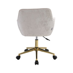 Velvet Office Swivel Chair, Vanity Chair, Pretty Fancy Desk Chair, Office Chair for Girls, 360° Swivel Height Adjustable Reception Chair Gold Base