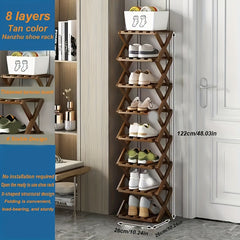 1pc Free Installation Retractable Shoe Rack, Foldable 3-9 Layer Shoe Rack, Small Narrow Doorway Home, Multi-layer Simple Shoe Cabinet