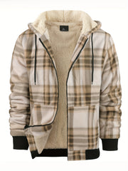 Jacket for Men Heavyweight Fleece Hoodies Thick Sherpa Lined Flannel Plaid Shirt Jacket