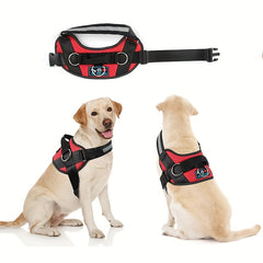 Adjustable Dog Harness for Small & Large Dogs - Reflective Nylon Vest with Striped Design, D-Ring Leash Attachment, and 
