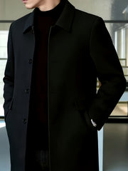 [Wanrenshan OBM] 2025 American Style New Men'S Casual Classic Versatile Solid Color Side Double Pocket Easy Design Handsome Dad Wrinkle-Resistant Non-Iron Single-Breasted Light Luxury Trench Coat