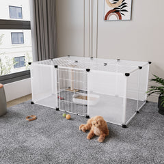 Roofed Cat Playpen System, 12/16/18 Panel Choices, Transparent Cat Enclosure with Top, Complete Kitty Condo with Top Cover, Escape-Proof Indoor Sanctuary, Top Cover Included for Small/Medium Dogs Indoor Protection & Security, Ideal for Indoor Training, Li