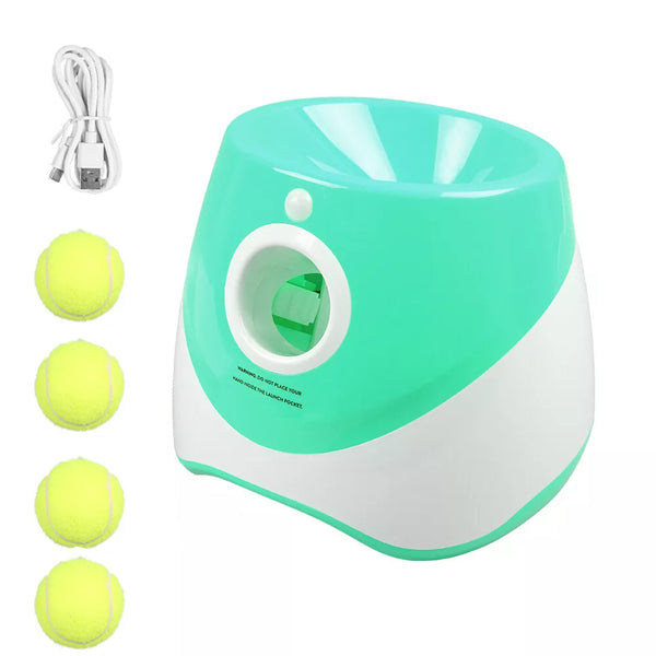 [Automatic Dog Ball Launcher] Automatic Dog Ball Launcher with 3 ETPU Durable Balls, 3 Adjustable Distances (9.8ft/19.7ft/29.5ft), Rechargeable with USB Charging Cable | Interactive Toy for Small and Medium Dogs, Intelligence Training and Simulation
