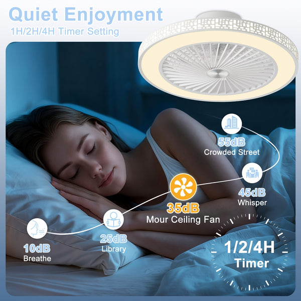 48.26cm Modern Ceiling Fan with Light, 6 Speeds Reversible Low Profile Ceiling Fan Light, 3CCT LED Dimmable Flush Mount Ceiling Fans with Lights, Timing Ceiling Fans Light with Remote for Living Room, Kitchen, Bedroom And Office