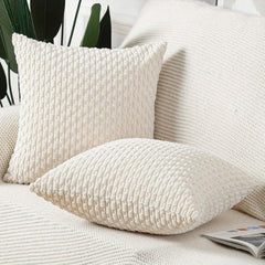Set of 2 Luxury Corduroy Throw Pillow with Pillow Inserts, 18