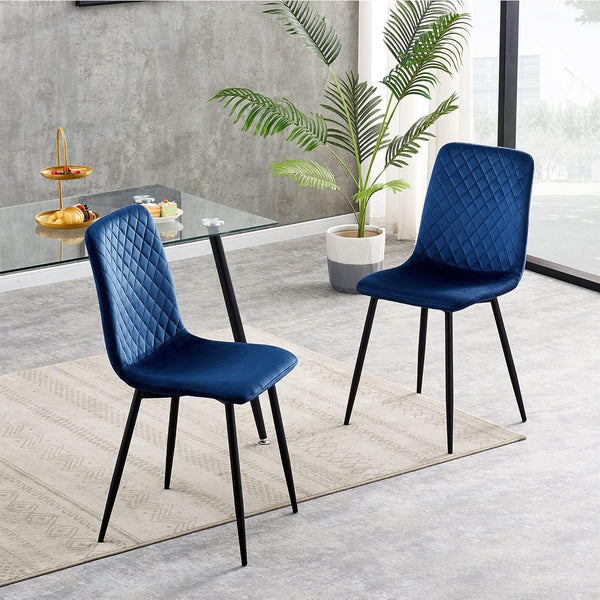 mcc direct Set of 2 Designer Velvet Chairs Fabric Dining Chairs with Metal Legs-Lexi Chairs