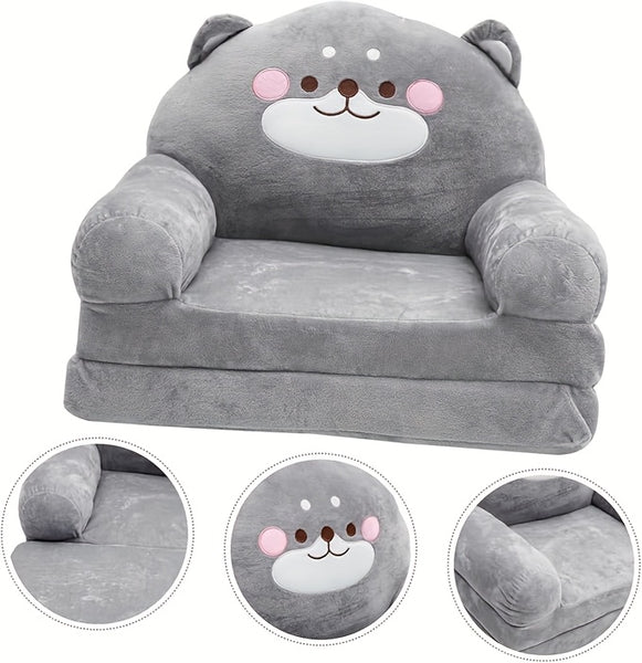 Cozy Kid Folding Sofa, Plush, Washable Lounge Chair for Playroom & Nursery, Foldable Soft Toddler Chair for Reading Relaxing Sleeping