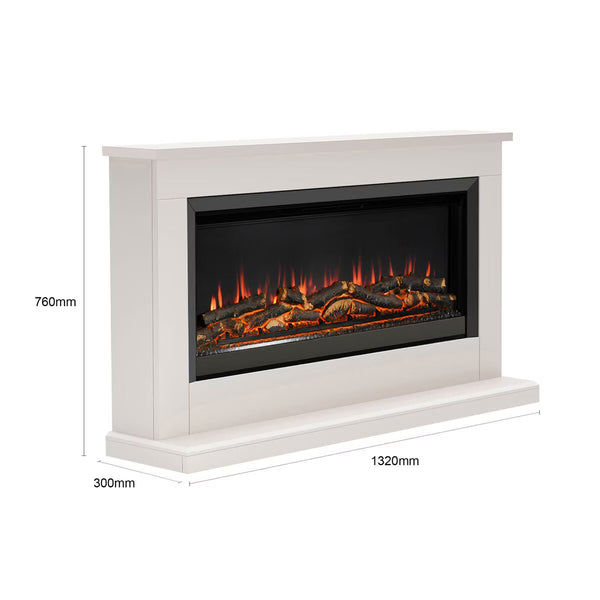 Flare Hansford Grande Electric Fireplace Suite in Cream, 2Kw