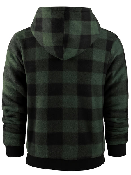 Men'S Heavyweight Fleece Hoodies Jacket - Full Zip Up Thick Sherpa Lined Flannel Plaid Shirt Jacket