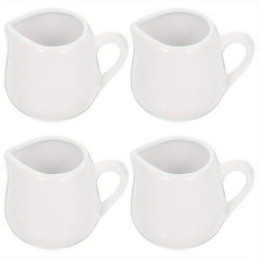4pcs 50/ 100ml Ceramic Creamer Jugs - Porcelain serving jugs with milk spoons, Sauce jugs, Sauce boats, Pottery creamer jugs with handles for kitchen, coffee and tea - perfect for sauces, syrups and creams (white)