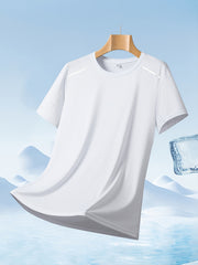 Set of 4 Men'S Quick-Dry Athletic T-Shirts - Lightweight, Moisture-Wicking, Short Sleeve Round Neck Tops, Highly Elastic for Comfort, Ideal for Summer Outdoor Activities