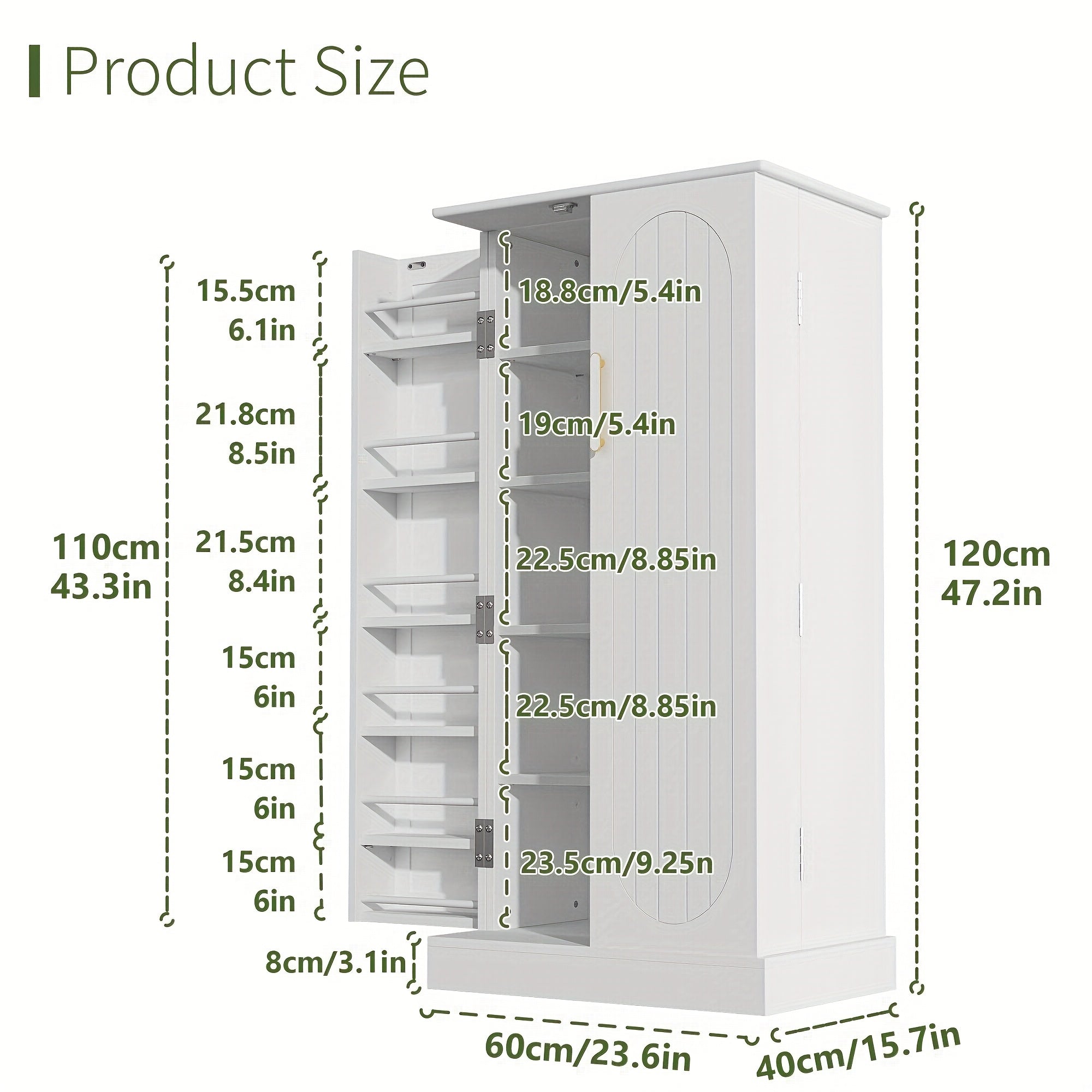 Freestanding Kitchen Pantry Storage Cabinet, White, Adjustable Shelves, 3-Level Design, 60cm W x 40cm D x 120cm H, Easy Assembly, Spacious Storage for Kitchen, Home Office, Bedroom, Bathroom