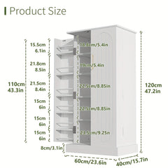 Freestanding Kitchen Pantry Storage Cabinet, White, Adjustable Shelves, 3-Level Design, 60cm W x 40cm D x 120cm H, Easy Assembly, Spacious Storage for Kitchen, Home Office, Bedroom, Bathroom