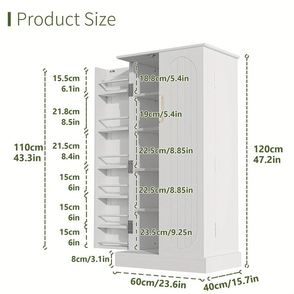 Freestanding Kitchen Pantry Storage Cabinet, White, Adjustable Shelves, 3-Level Design, 60cm W x 40cm D x 120cm H, Easy Assembly, Spacious Storage for Kitchen, Home Office, Bedroom, Bathroom