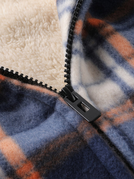 Jacket for Men Heavyweight Fleece Hoodies Thick Sherpa Lined Flannel Plaid Shirt Jacket