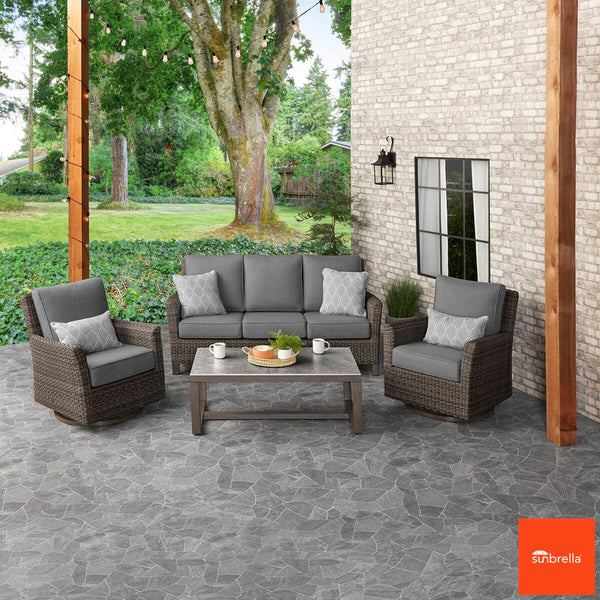 Agio Mckinnon 4 Piece Woven Deep Seating Set + Cover