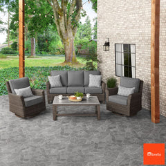 Agio Mckinnon 4 Piece Woven Deep Seating Set + Cover