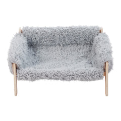 Large Cat Sofa Dog Bed, Sturdy Wooden Pet Sofa for Indoor Cats, Soft Cat Couch Wooden Cats Hammock Suitable for Kitten, Puppy Gray 56x45x27cm