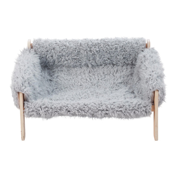 Large Cat Sofa Dog Bed, Sturdy Wooden Pet Sofa for Indoor Cats, Soft Cat Couch Wooden Cats Hammock Suitable for Kitten, Puppy Gray 56x45x27cm