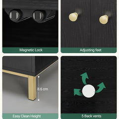 Feline Storage Unit, Cat Waste Container, Feline Waste Storage, Pet Shelter with Entrance, Wooden Side Table for Pet Shelter, 50 X 60 X 61 Cm, Durable Feline Storage Unit, Black And Golden