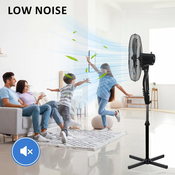 16inch Oscillating Pedestal Floor Fan 39W Standing Cooling 3 Speed Cool Air Setting 5-Blade Black