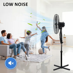16inch Oscillating Pedestal Floor Fan 39W Standing Cooling 3 Speed Cool Air Setting 5-Blade Black