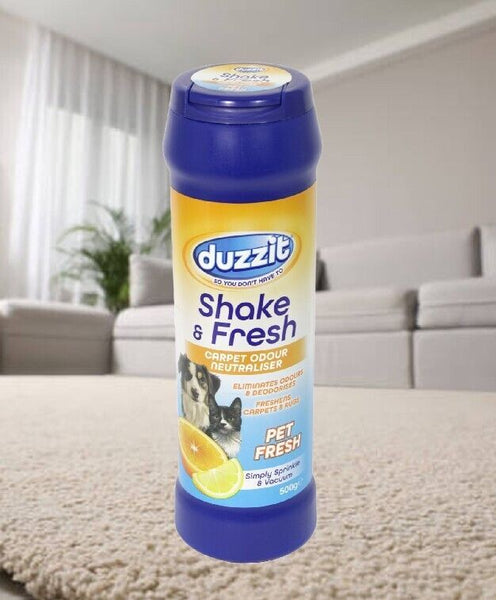 Duzzit Shake & Fresh Carpet Odor Pet Fresh 3 Pack (3 × 500g) Carpet Freshening Powder for Homes with Pets