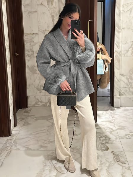 New Autumn/Winter Sophisticated Style Tie-Strap Coat for Women, Elegant and High-End, Overcoat