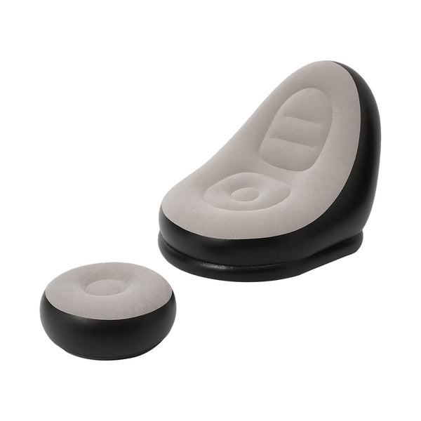 Beige Outdoor Inflatable Sofa Set, Foldable Inflatable Mattress with Footstool, Lazy Sofa, Portable Sofa Set, Made of PVC Material, with Foot Pump