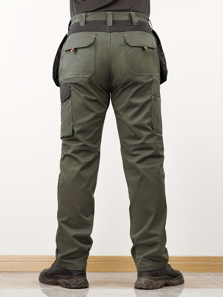 Men's Elastic Cargo Pants with Multiple Pockets, All-Season Style, 1pc