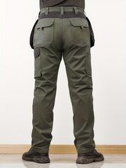 Men's Elastic Cargo Pants with Multiple Pockets, All-Season Style, 1pc