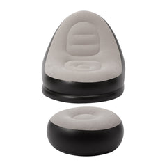 Beige Outdoor Inflatable Sofa Set, Foldable Inflatable Mattress with Footstool, Lazy Sofa, Portable Sofa Set, Made of PVC Material, with Foot Pump