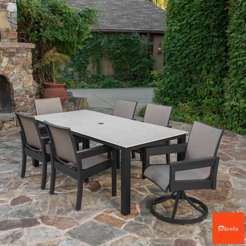 Sunvilla Fairchild 7 Piece Sling Dining Patio Set + Cover