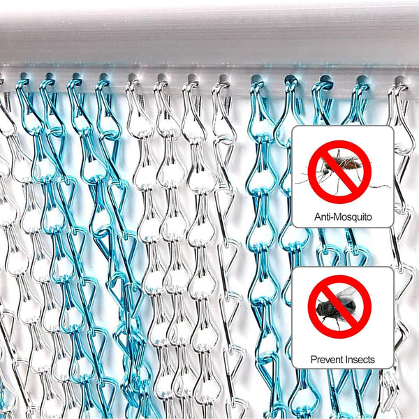 Aluminium Door Fly Screen Metal Chain Curtain Blind Insect Blinds 214cm *90cm