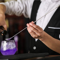 HQCM 4PCS Cocktail Stirrers, 304 Stainless Steel Long Handle Mixing Spoon Teaspoons Shaker Spoons Tea Drink Mixer Latte Glasses Stirrer for Bar Home DIY Coffee Design, Silver 11.85Inch