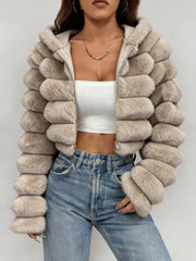 Exclusive New Autumn/Winter Collection: Elegant Three-Dimensional Women's Autumn/Winter Hooded Plush Outerwear, Stylish and Warm Autumn/Winter Outfit