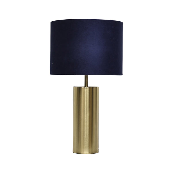 Amber - Gold Touch Operated 40cm Table Lamp Navy Blue Velvet Shade