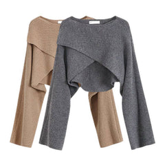 2025 Autumn New Style - Irregular Short Sleeve Sweater - Uncommon Crop Top Sweater for Women