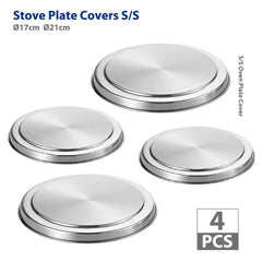 4pcs Hob Cover Set Stove Plate Cooker Top Burner Protector Silver Kit Home Kitchen Tools & Accessories Restaurants CANTEENS Worktop Savers
