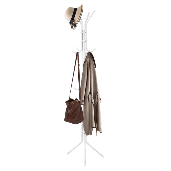 Coat Rack Stand 3-Tier 175cm Tall Metal Coat and Hat Stand with 12 Hooks for Living Room, Bedroom & Hallway