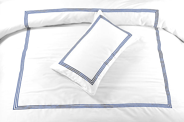 Embroided Baratta Stitch Duvet Cover Set with Matching Pillowcases - Ultra-soft Brushed Microfibre – Chic & Modern Design – Easy Care & Machine Washable