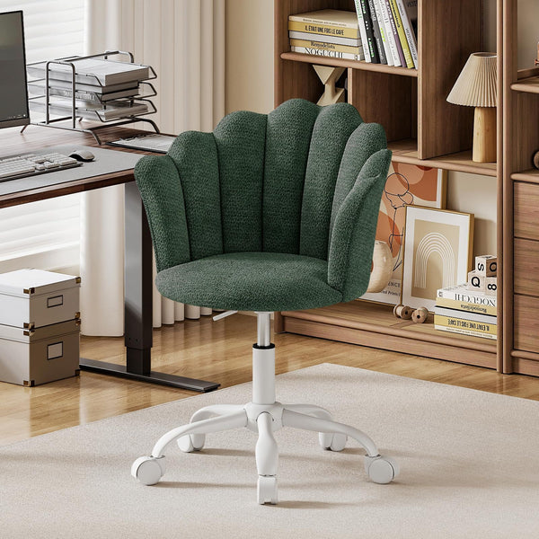Shell-shaped Office Chair,Adjustable Chenille Swivel Chair,Soft and Flexible, Suitable for Bedrooms, Offices and Studies.