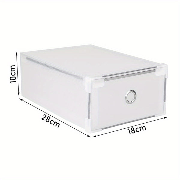 10pcs Clear Shoe Boxes Foldable Shoe Organiser Plastic Shoe Storage Box Transparent Drawer Stackable Storage Cabinet 31 x 20 x 11cm for Shoes File Dress or Toys Storage, Shoe Storage Organizer