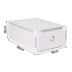 10pcs Clear Shoe Boxes Foldable Shoe Organiser Plastic Shoe Storage Box Transparent Drawer Stackable Storage Cabinet 31 x 20 x 11cm for Shoes File Dress or Toys Storage, Shoe Storage Organizer